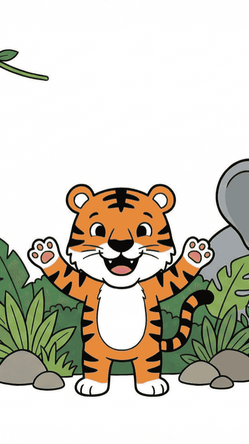 Jungle birthday invitation in ScribbleDoodle style