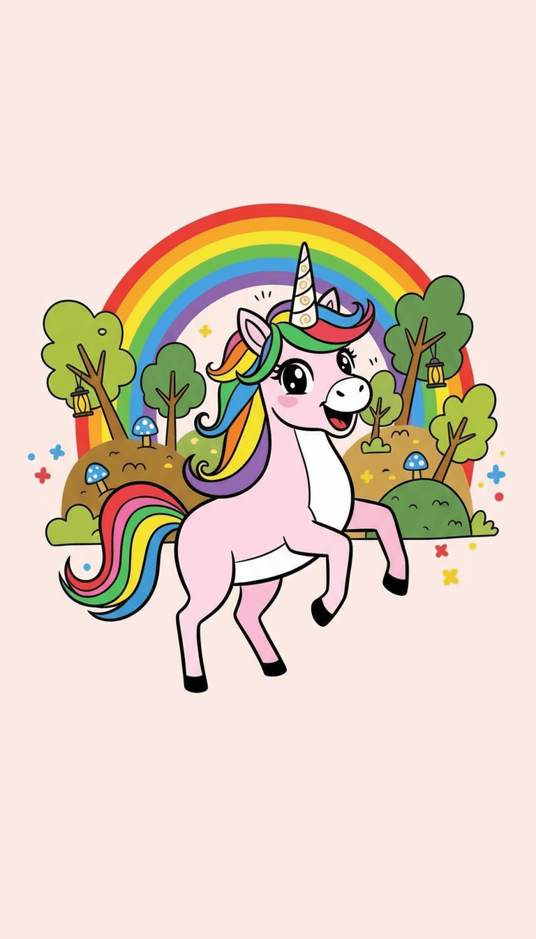 Unicorn birthday invitation in ScribbleDoodle style