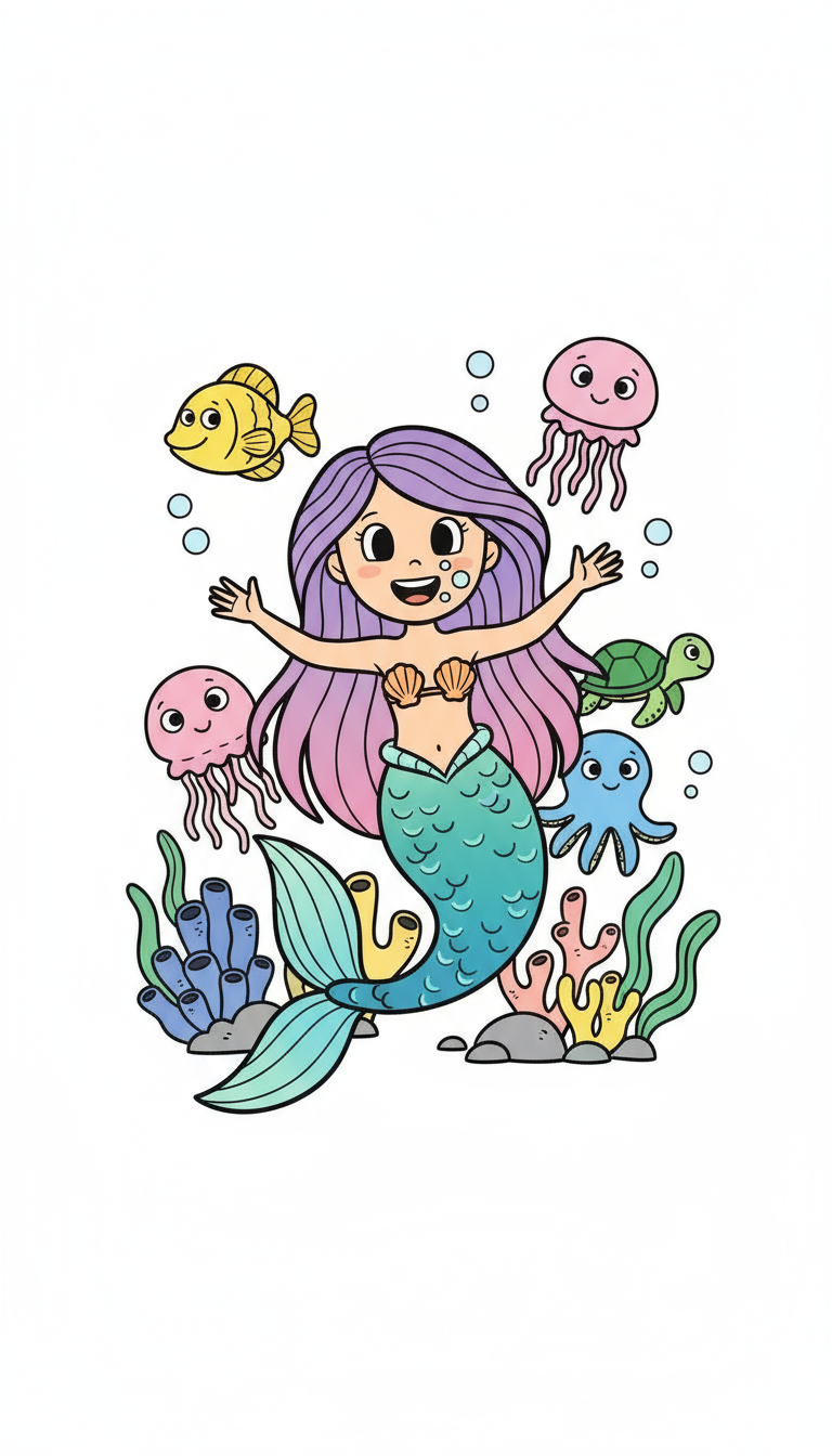 Mermaid Scribble Doodle style preview